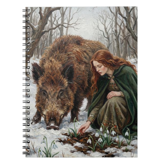 Celtic Goddess & Wild Boar Notizblock (Vorderseite)
