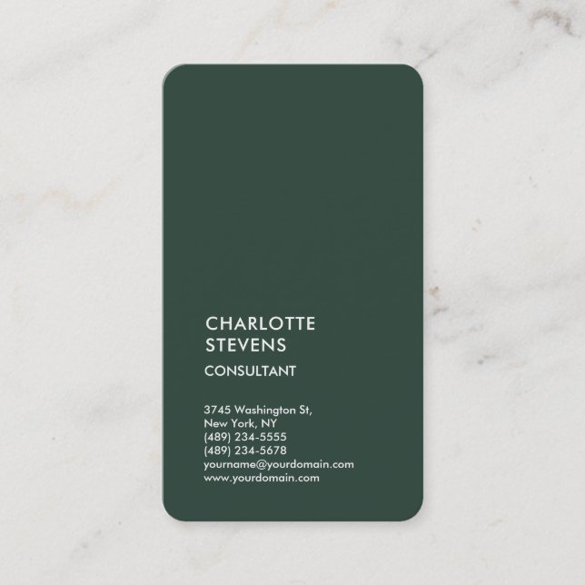 Celtic Grayish Green Minimalistisch Elegante Einfa Visitenkarte (Vorderseite)