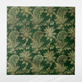 Celtic Green Gold Paisley Floral Pattern Fliese