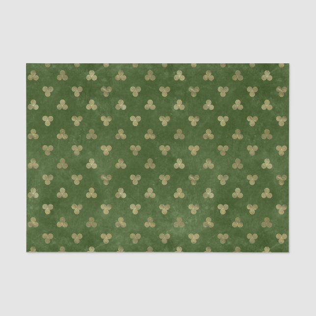 Celtic Green Gold Triple Spiral Seidenpapier (Vorderseite)