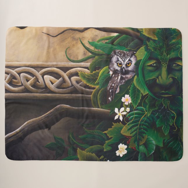 Celtic Green Man Owl Sherpadecke (Vorderseite (Horizontal))