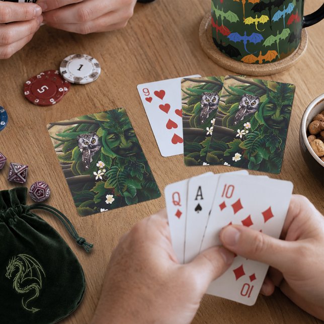 Celtic Green Man Owl Spielkarten (Von Creator hochgeladen)