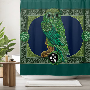Celtic Green Owl Duschvorhang