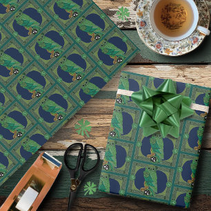 Celtic Green Owl Geschenkpapier