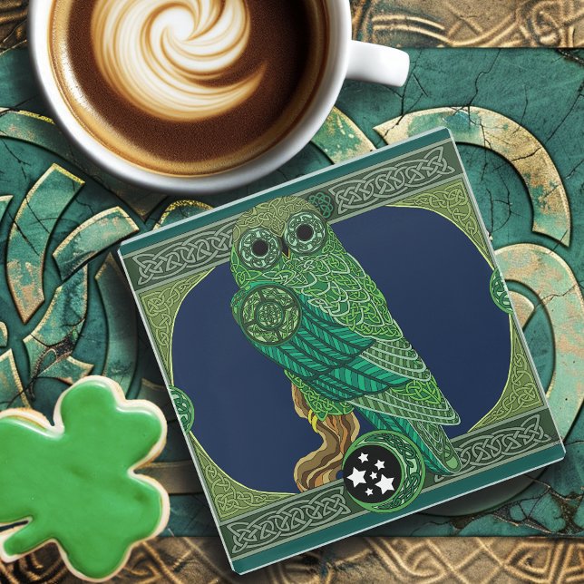 Celtic Green Owl Glasuntersetzer (Von Creator hochgeladen)