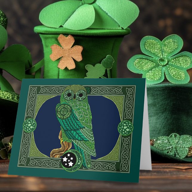 Celtic Green Owl Karte (Von Creator hochgeladen)