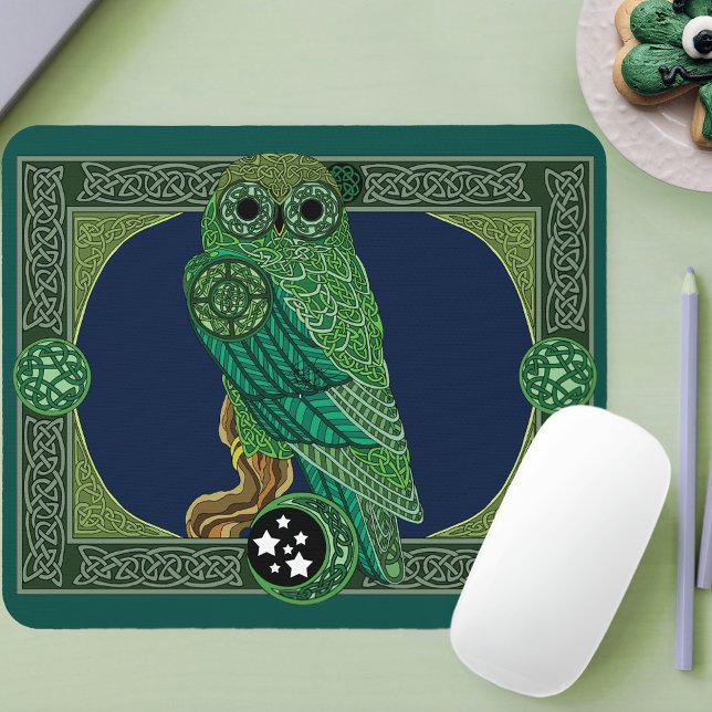 Celtic Green Owl Mousepad (Von Creator hochgeladen)