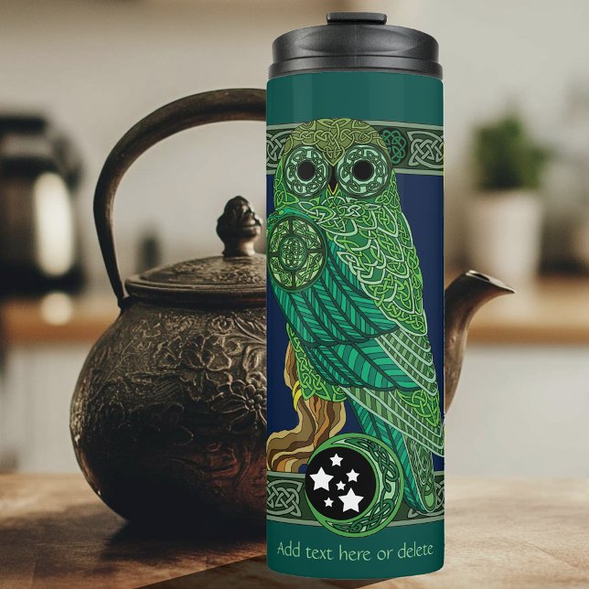 Celtic Green Owl Thermosbecher (Von Creator hochgeladen)