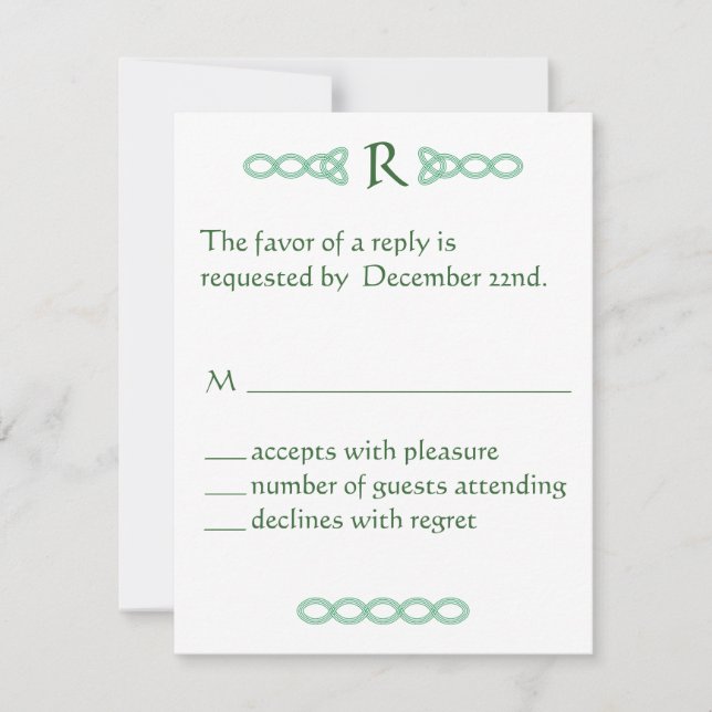 Celtic Green RSVP Card Karte (Vorderseite)