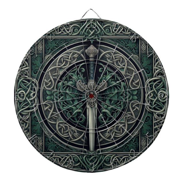 Celtic Green und Silver Sword Dartscheibe (vorne)