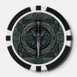 Celtic Green und Silver Sword Pokerchips