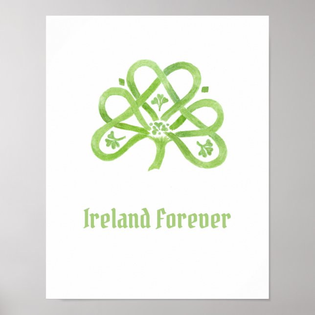 Celtic Green Watercolor-Kleeblatt Poster (Vorne)