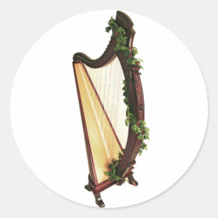 Celtic Harp Christmas Runder Aufkleber