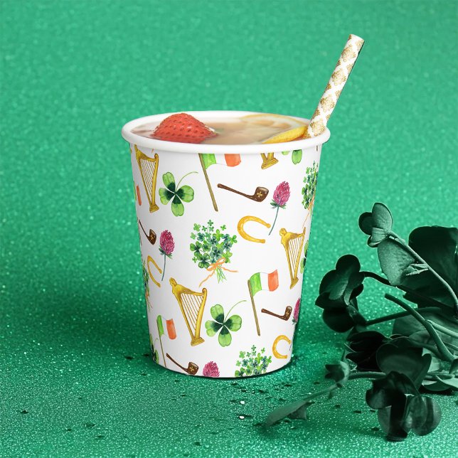 Celtic Harp St. Patrick's Day Pattern Pappbecher (Von Creator hochgeladen)
