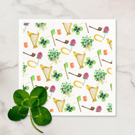 Celtic Harp St. Patrick's Day Pattern Serviette