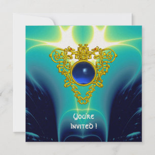 CELTIC HEART aqua blue,aquamarin,gelb champagne Einladung