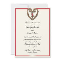 Celtic Heart mit einer Rote Rose Hochzeit Einladun