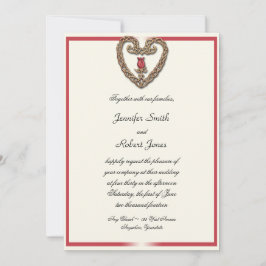 Celtic Heart mit einer Rote Rose Hochzeit Einladun Einladung
