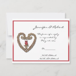 Celtic Heart mit einer Rote Rose Response Card RSVP Karte