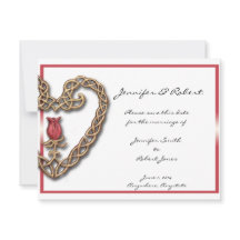 Celtic Heart mit einer Rote Rose Save the Date