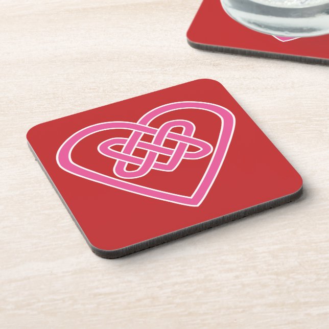 Celtic Heart Red Beverage Coaster Getränkeuntersetzer (Linke Seite)