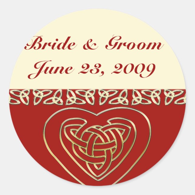 Celtic Heart Wedding Set Runder Aufkleber (Vorderseite)