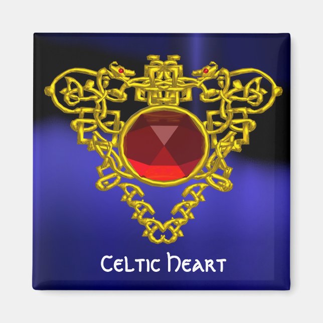 Celtic Heart with Red Ruby Magnet (Vorne)