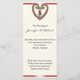 Celtic Heart with rote Rose Wedding Program Programm