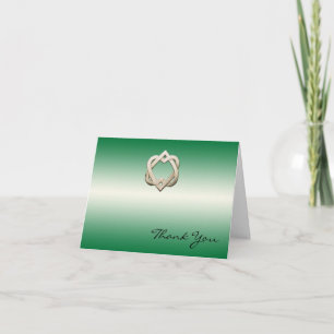 Celtic Hearts on Green Gradient Vielen Dank Dankeskarte