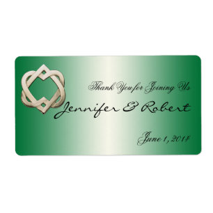 Celtic Hearts on Green Gradient Water Flasche Labe