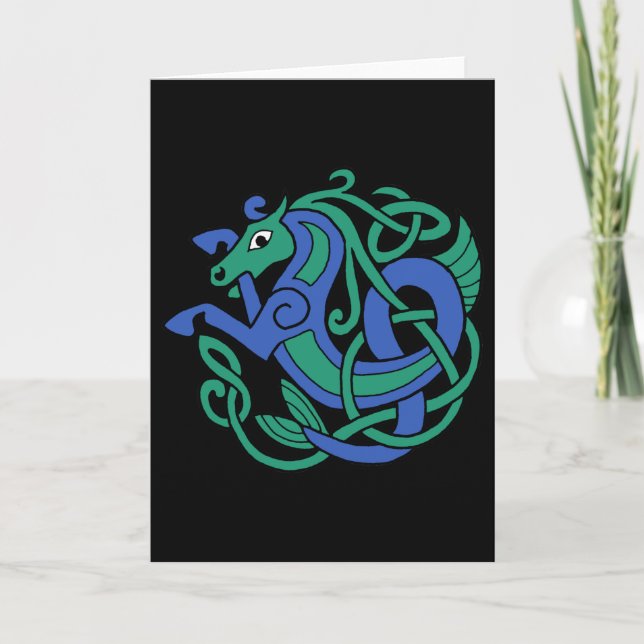 Celtic Hippocampus Sea-Pferd Karte (Vorderseite)
