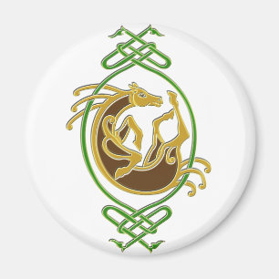 Celtic Horse Knüpfarbeit - Green & Gold Magnet