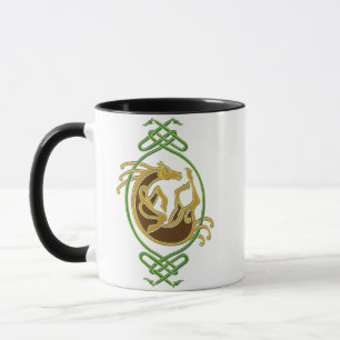 Celtic Horse Knüpfarbeit - Green & Gold Tasse