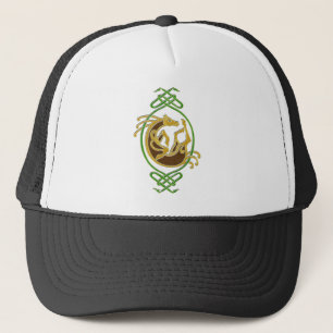 Celtic Horse Knüpfarbeit - Green & Gold Truckerkappe