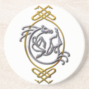 Celtic Horse Knüpfarbeit - Silver & Gold Sandstein Untersetzer