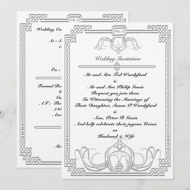 Celtic Ice Wolf Hochzeit Einladung (Vorne/Hinten)