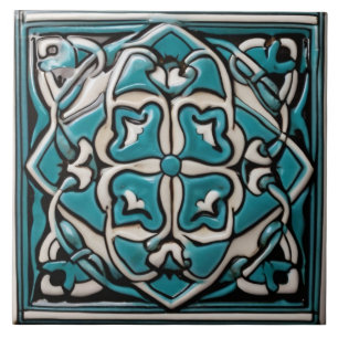 Celtic Inspiriert grün und weiß geometrisch Abstra Fliese