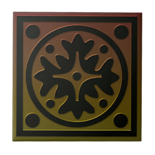 Celtic Inspiriert Tile # 1 in Bronze und Grün Fliese