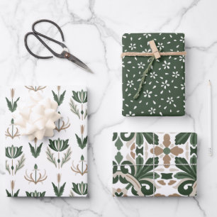 Celtic IRISH Blume, grün, braun Geschenkpapier Set