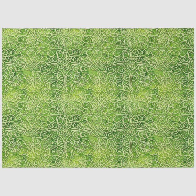 Celtic Irish Green and Gold Verziert Patches 3 Seidenpapier (Vorderseite)