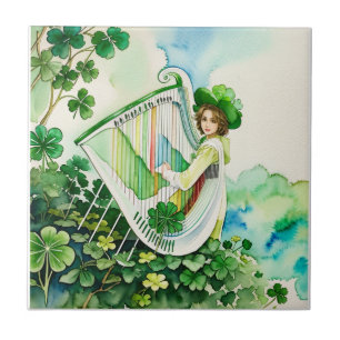 Celtic Irish Harp Art Tile Fliese