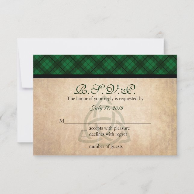 Celtic Kariert Response Cards RSVP Karte (Vorderseite)