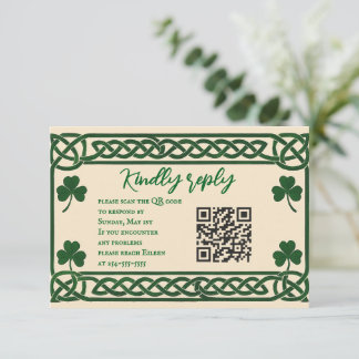 Celtic Kiss QR Code Wedding RSVP Card