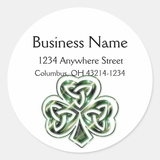 Celtic Kleeblatt Design 2 Round-Address-Labels 2 Runder Aufkleber (Vorderseite)