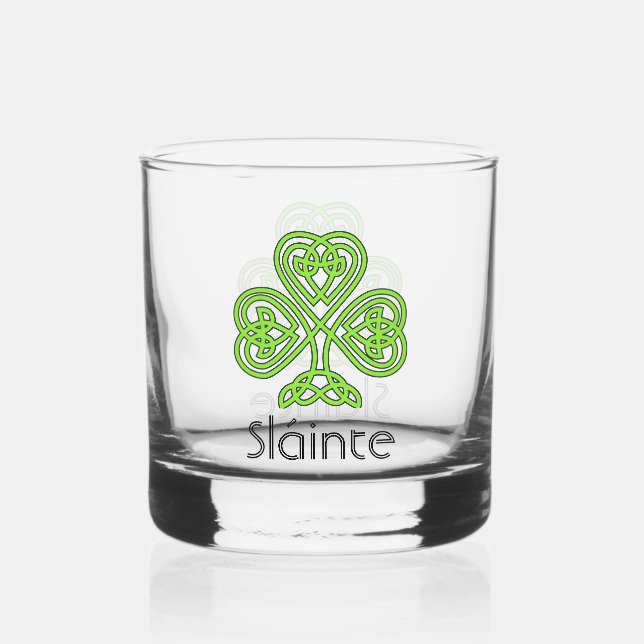 Celtic Kleeblatt Green Irish Clover Trinkbehälter  Whiskyglas (Vorderseite)