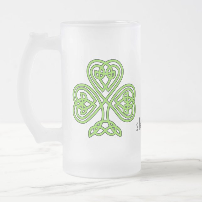 Celtic Kleeblatt Green St. Patrick's Day Slainte Mattglas Bierglas (Links)