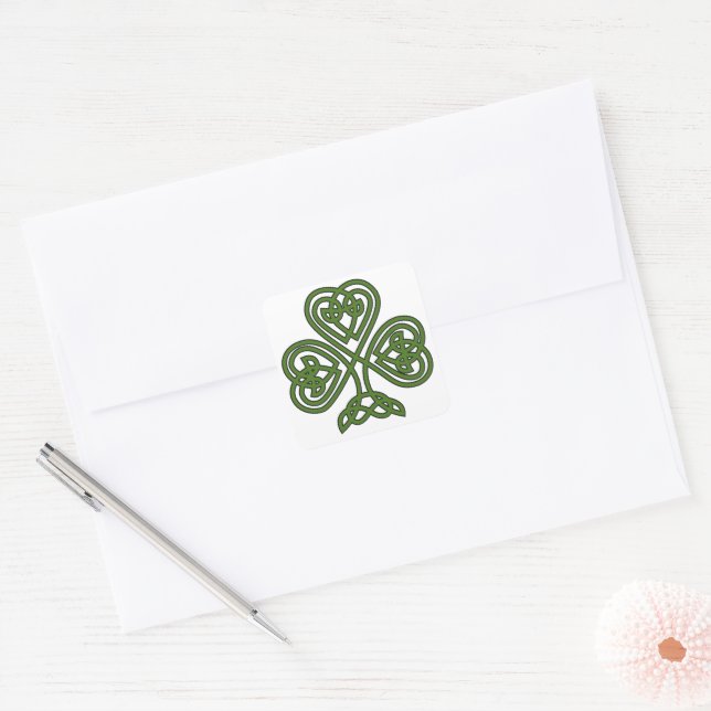 Celtic Kleeblatt - St Patricks Day Quadratischer Aufkleber (Umschlag)