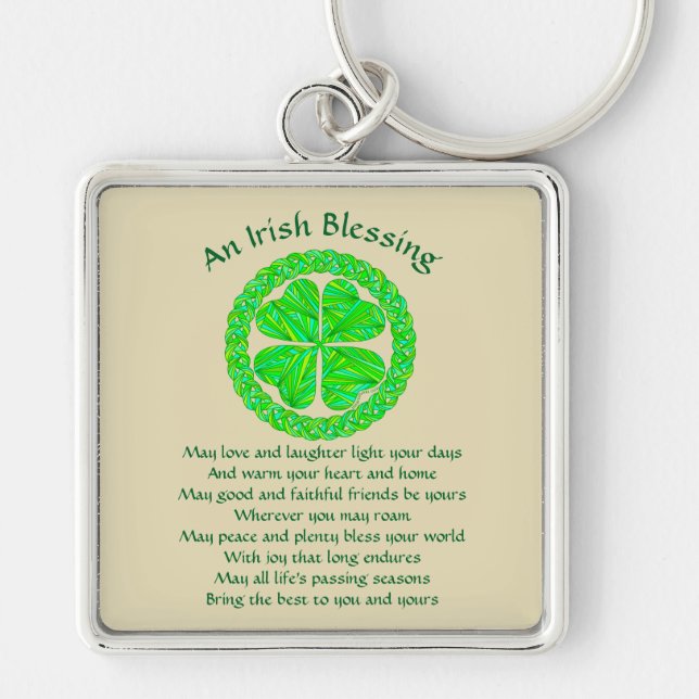 Celtic-Kleeblatt Z irisches Segen Schlüsselanhänger (Vorne)