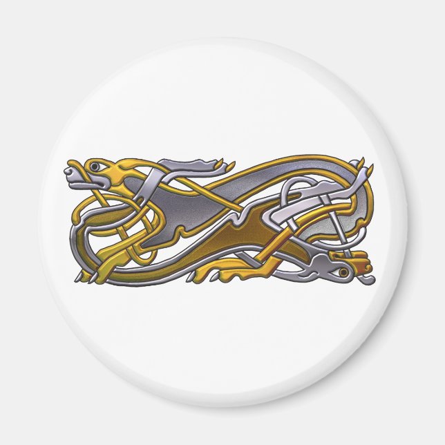 Celtic Knot 2 dogs - Gold und Silber Magnet (Vorne)