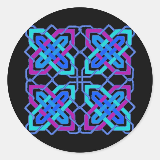 Celtic Knot 3 Black Runder Aufkleber (Vorderseite)